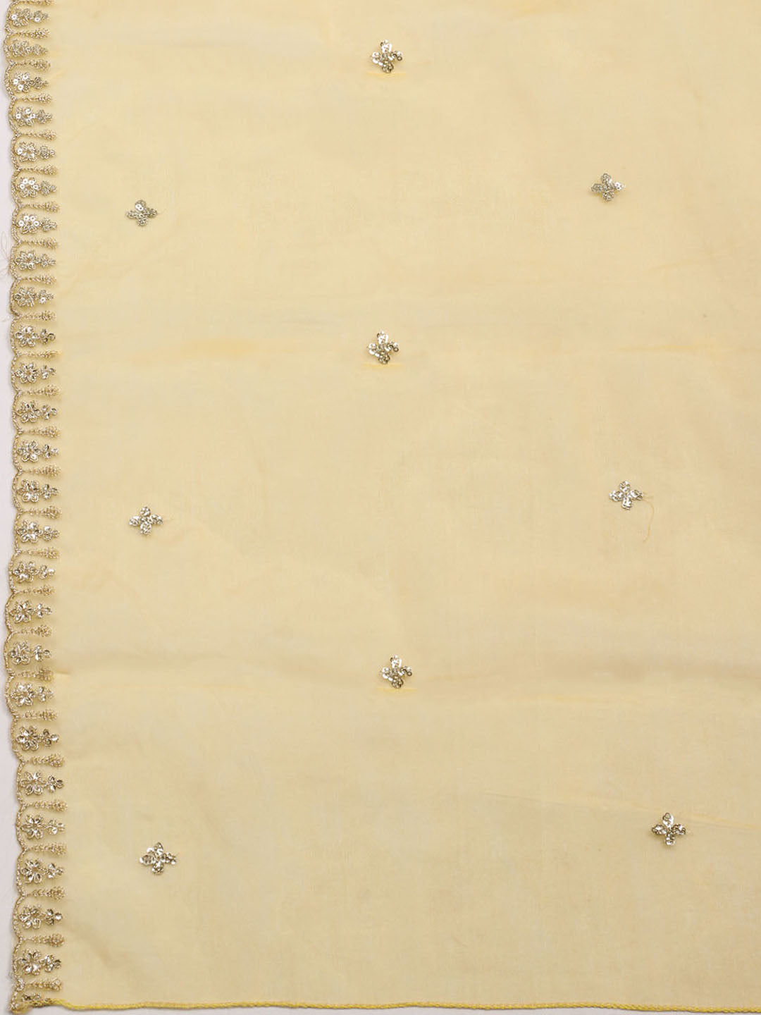 Embroidered Chanderi Unstitched Suit With Pant &amp; Dupatta