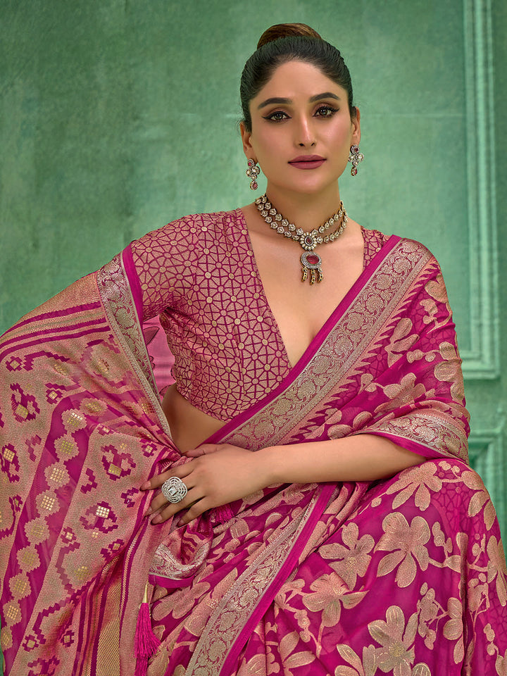 Floral Printed Georgette Saree