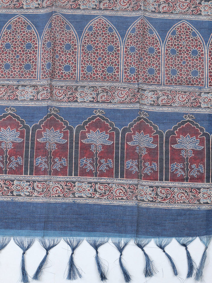 Embroidered Cotton Blend Unstitched Suit With Pant &amp; Dupatta