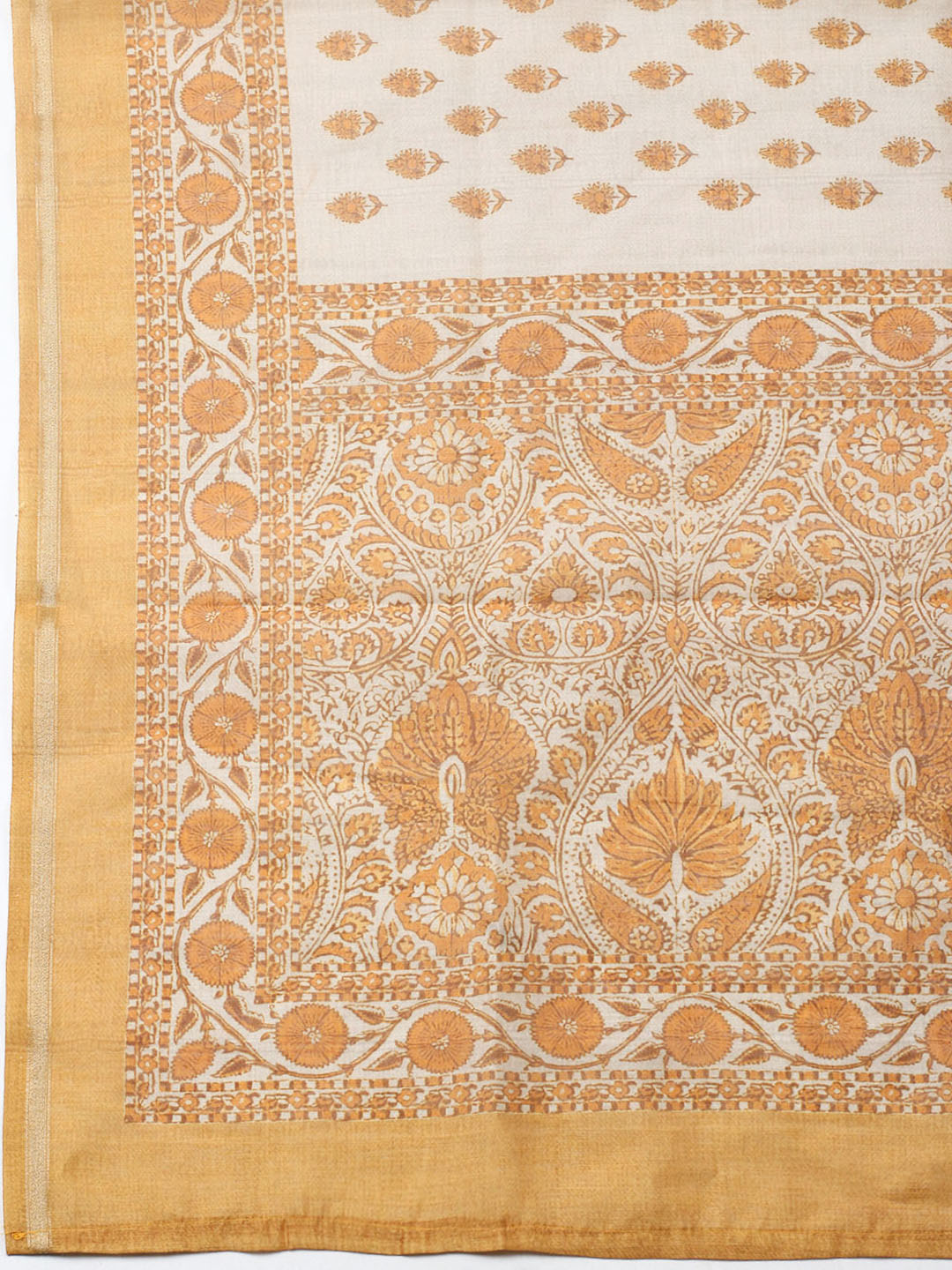 Printed Cotton Blend Unstitched Suit With Pant &amp; Dupatta