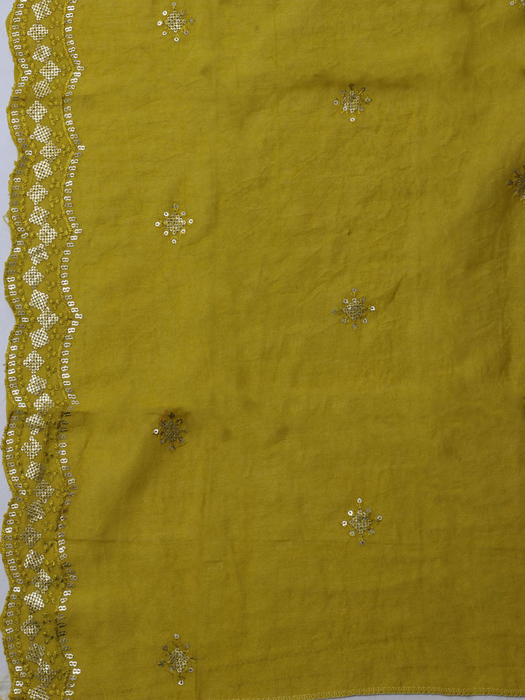 Embroidered Chanderi Unstitched Suit With Dupatta