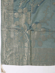 Embroidered Chanderi Pink Unstitched Suit With Pant & Dupatta