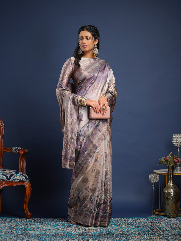 Printed &amp; Woven Design Art Silk Saree