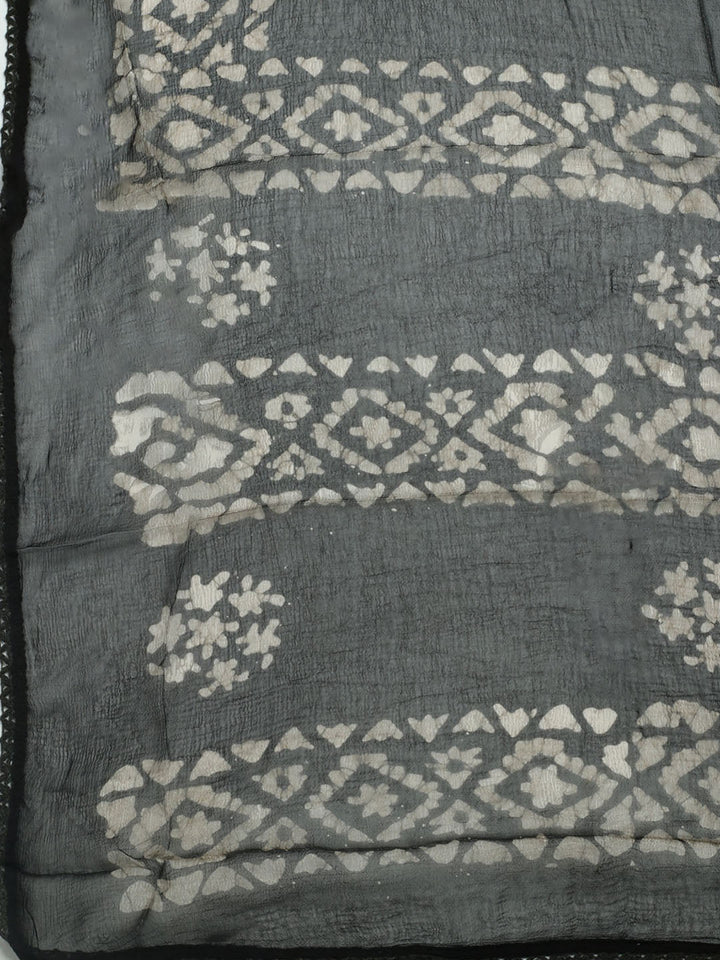 Printed Cotton Blend Unstitched Kurta With Pant &amp; Dupatta
