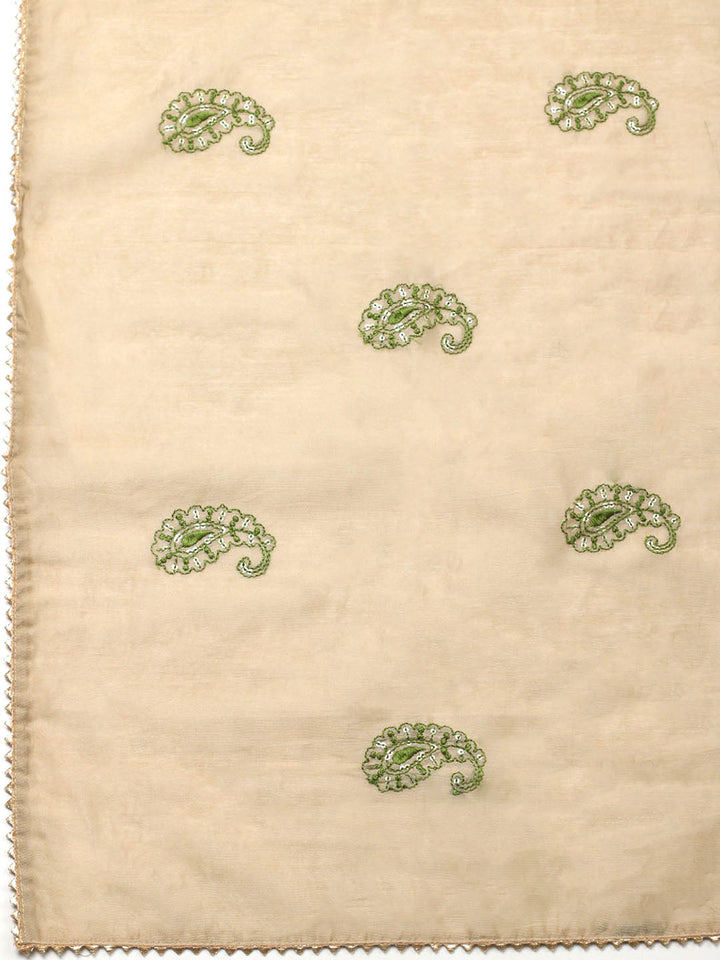 Embroidered Cotton Unstitched Suit With Pant &amp; Dupatta