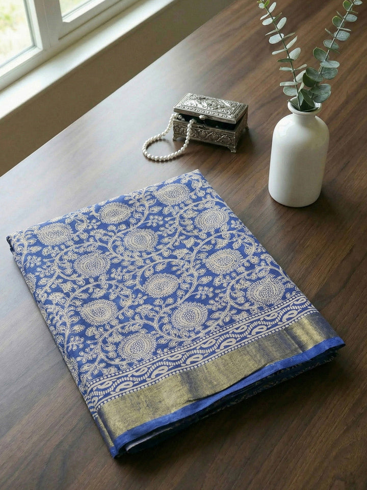 Printed Cotton Blend Unstitched Suit With Pant &amp; Dupatta
