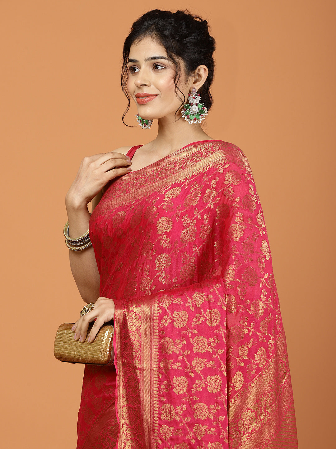 Zari Border Woven Chiffon Saree