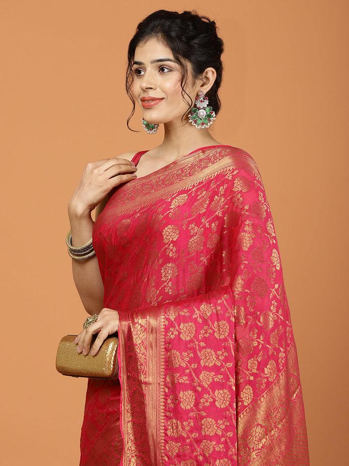 Zari Border Woven Chiffon Saree