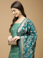 Woven Chanderi Unstitched Suit Piece With Dupatta