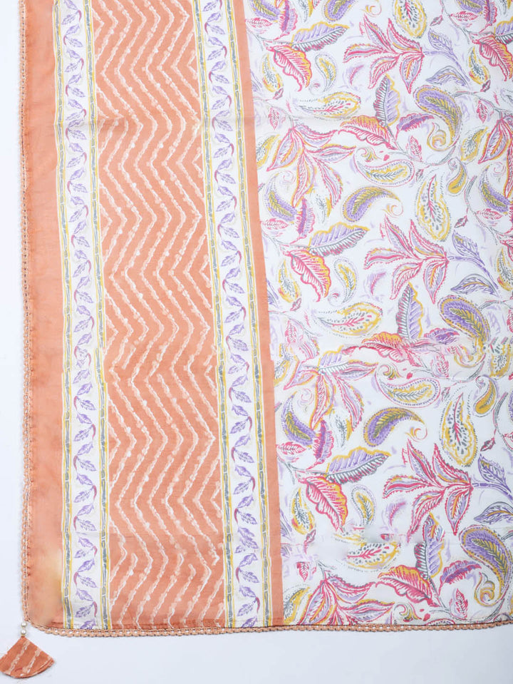 Embroidered Cotton Blend Unstitched Suit With Pant &amp; Dupatta