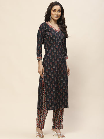 Printed Cotton Suit Set With Dupatta