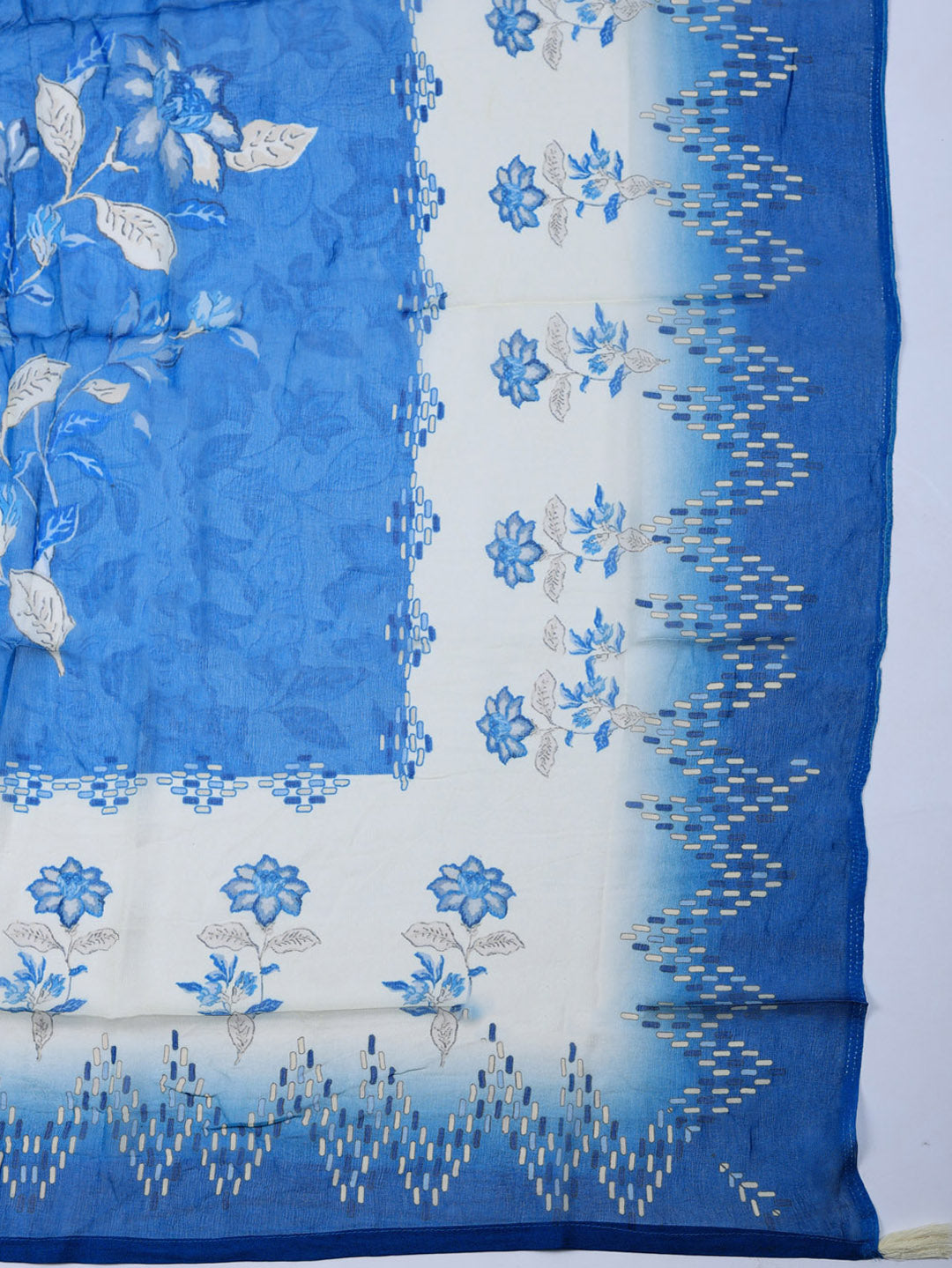 Embroidered Cotton Blend Unstitched Suit With Pant &amp; Dupatta