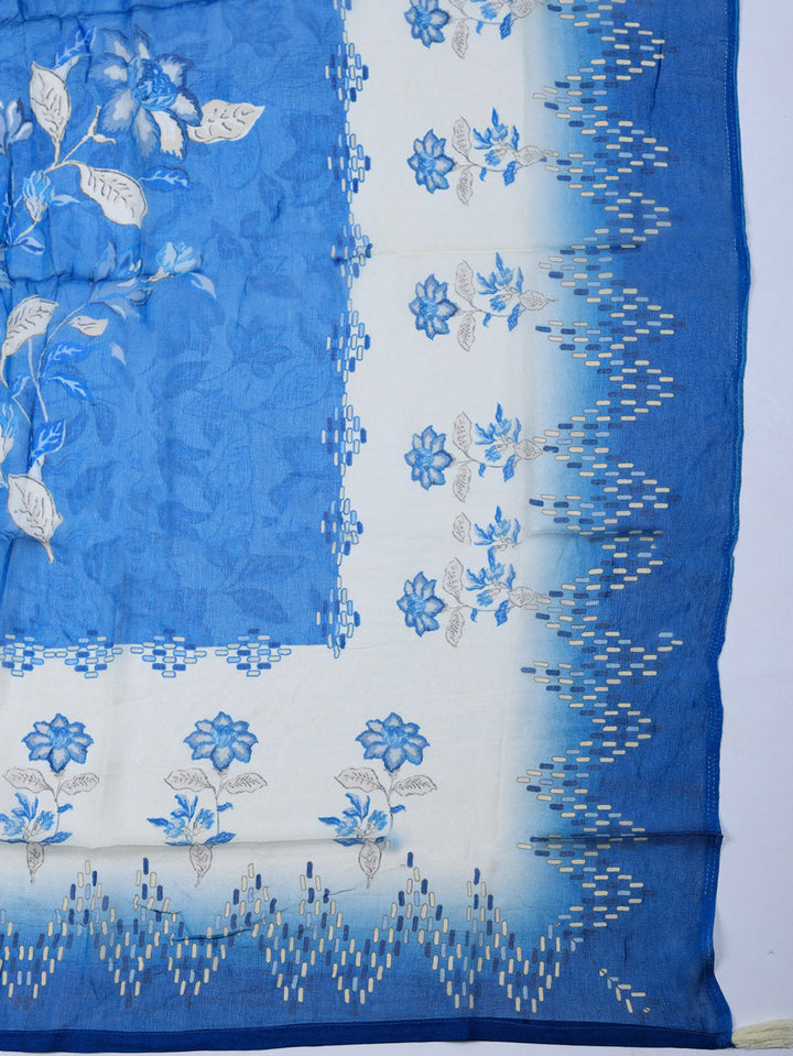 Embroidered Cotton Blend Unstitched Suit With Pant &amp; Dupatta