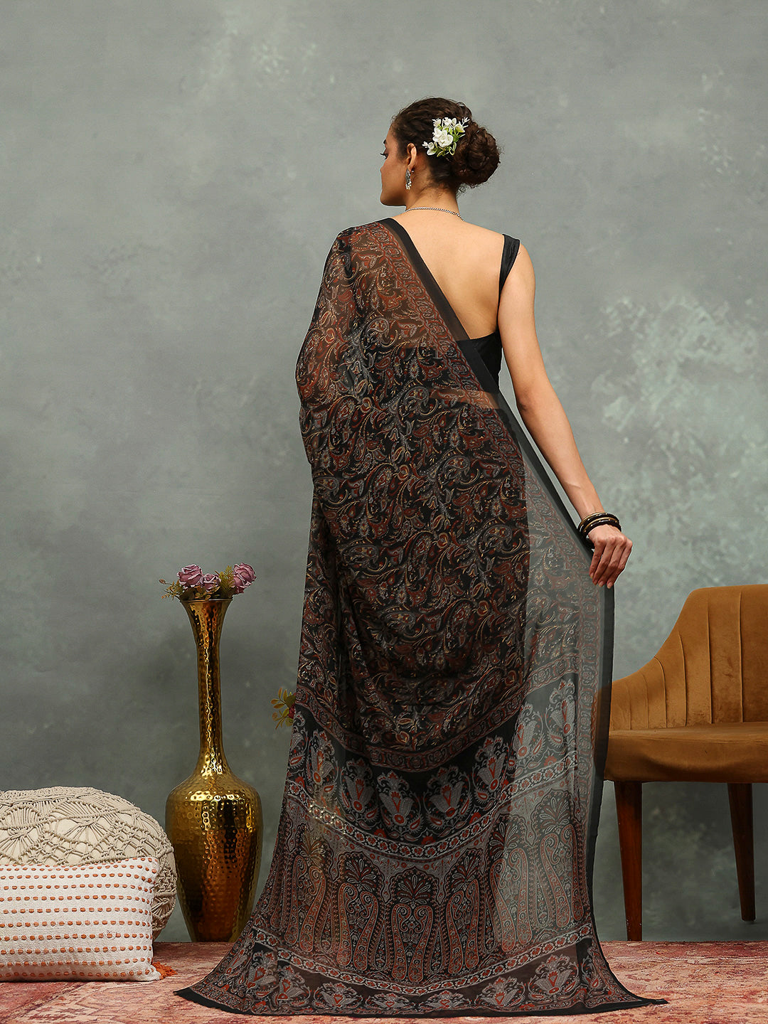 Floral Printed Georgette Saree