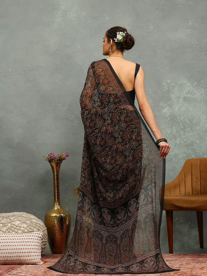Floral Printed Georgette Saree