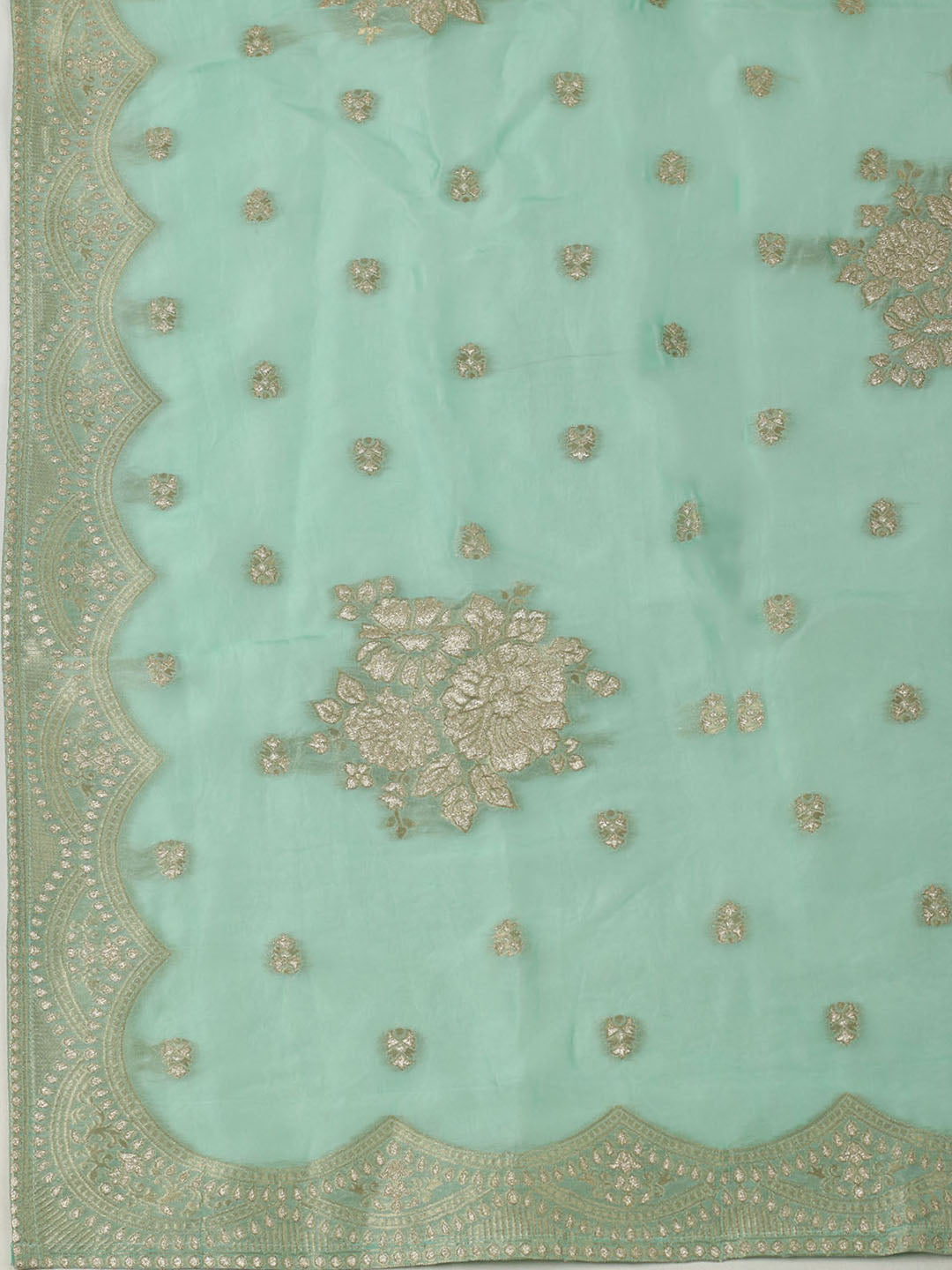 Neck Patti Chanderi Unstitched Suit Piece With Dupatta