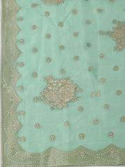 Neck Patti Chanderi Unstitched Suit Piece With Dupatta