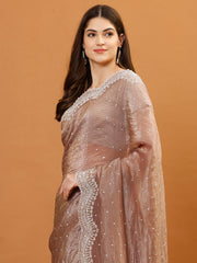 Sequence Embroidery Organza Saree