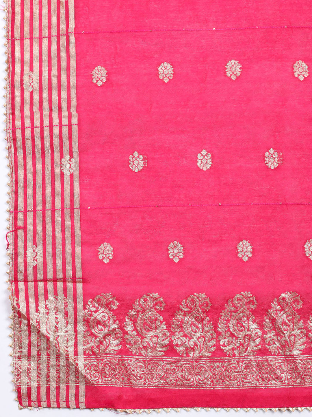 Neck Embroidered Chanderi Unstitched Suit With Dupatta