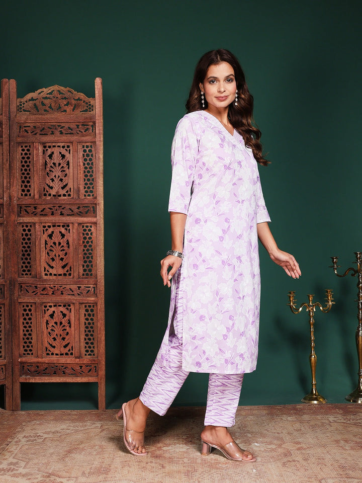 Printed Cotton Blend Kurta With Pant &amp; Dupatta