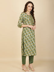 Printed Cotton Suit Set With Dupatta