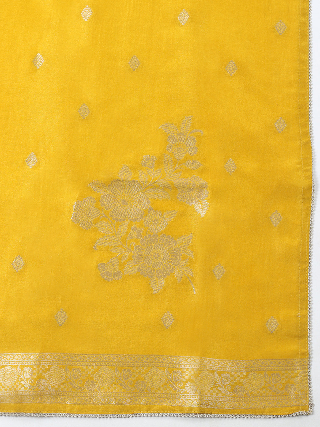 Woven Design Chanderi Unstitched Suit With Pant &amp; Dupatta