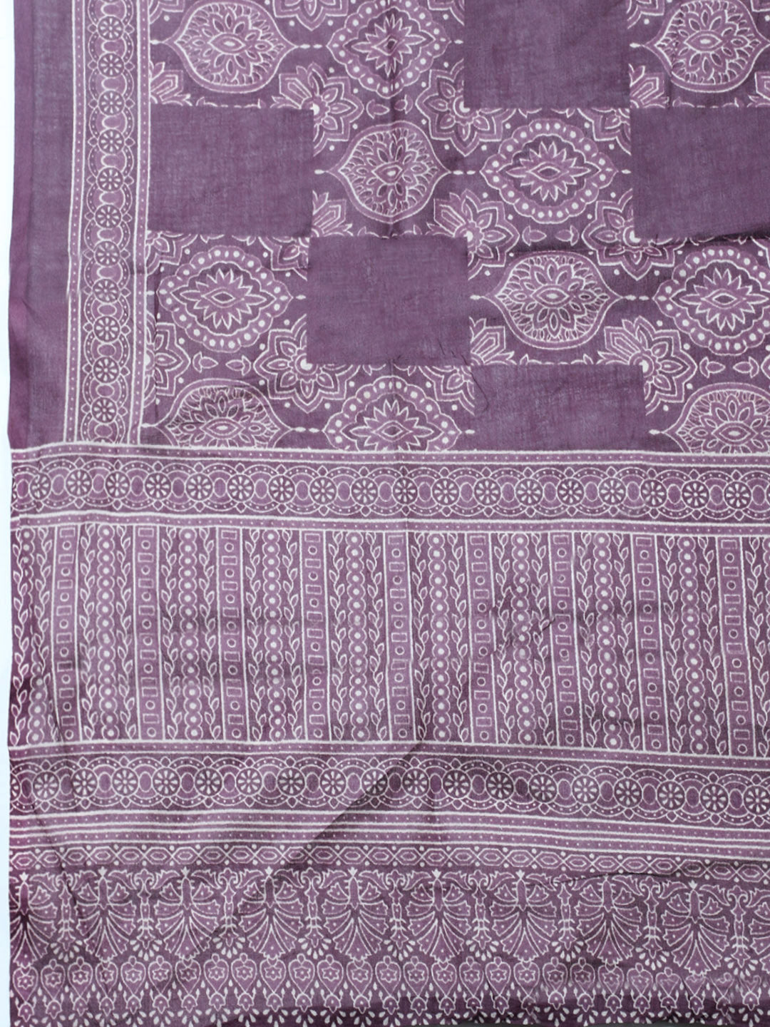 Printed Cotton Blend Unstitched Suit With Pant &amp; Dupatta