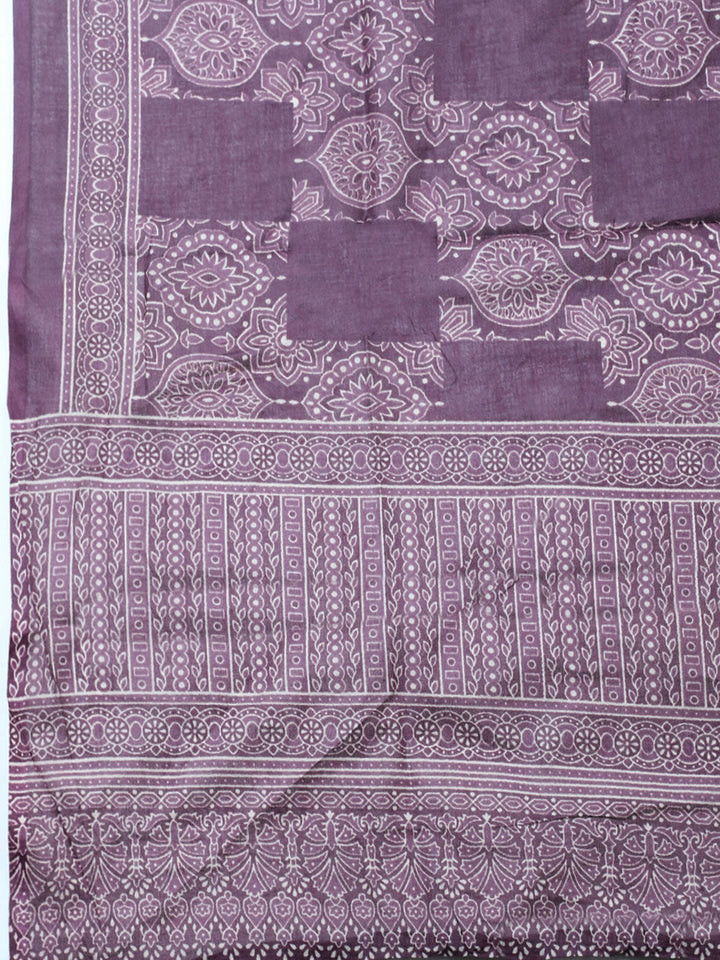 Printed Cotton Blend Unstitched Suit With Pant &amp; Dupatta