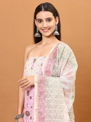 Printed Cotton Unstitched Suit With Dupatta