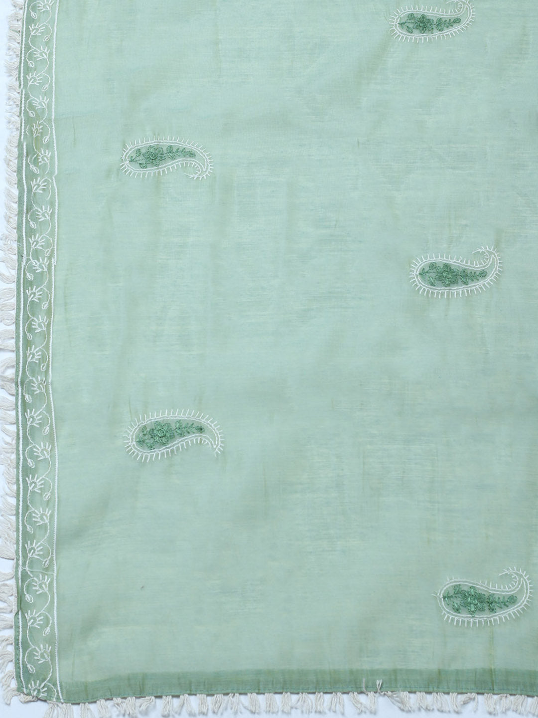Embroidered Cotton Blend Unstitched Suit With Pant &amp; Dupatta