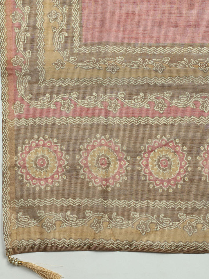 Embroidered Tissue Unstitched Kurta With Pant &amp; Dupatta
