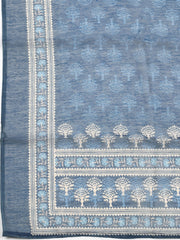Embroidered Chanderi Unstitched Suit With Pant & Dupatta