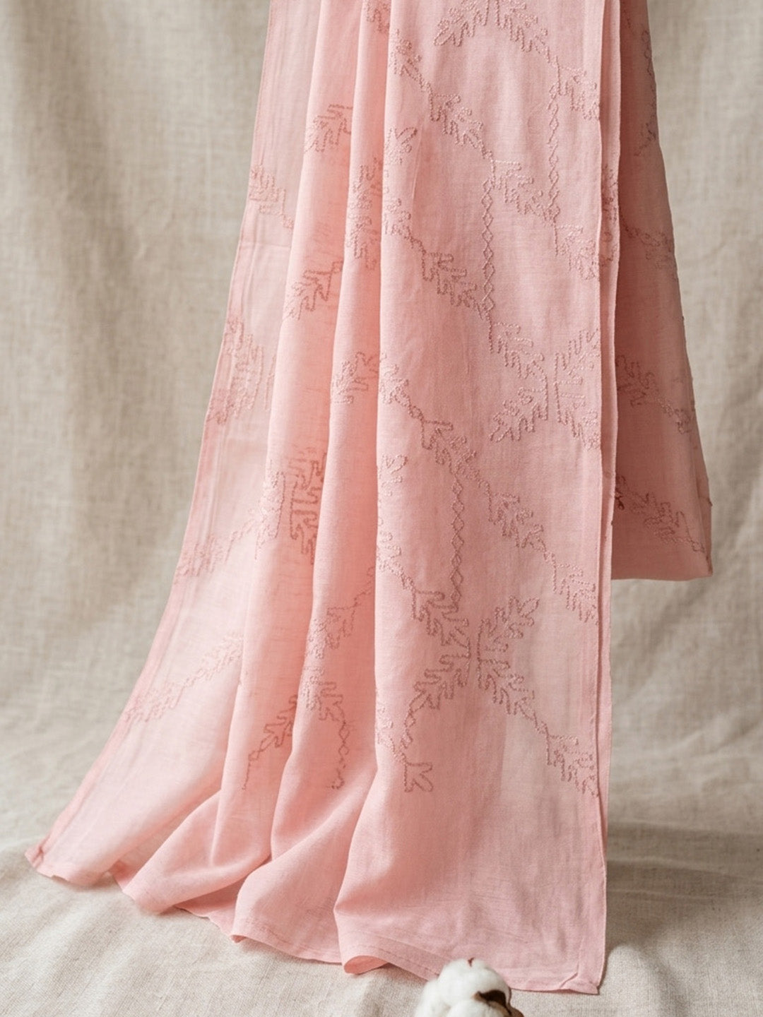 Printed Cotton Blend Unstitched Suit With Pant &amp; Dupatta