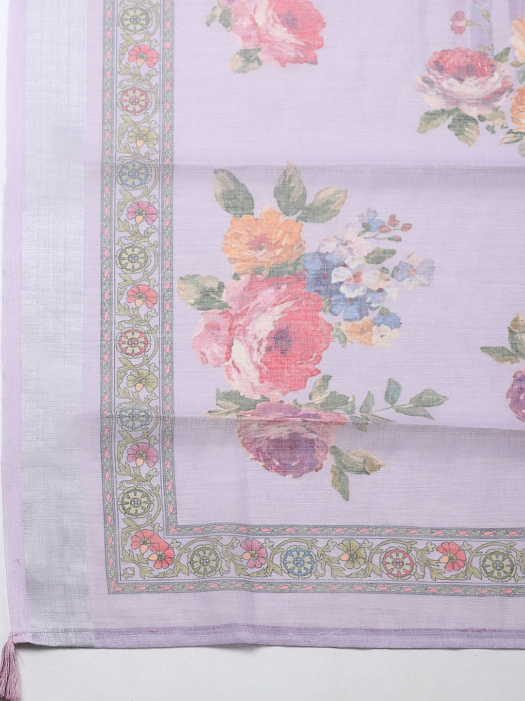 Embroidered Linen Blend Unstitched Suit With Pant &amp; Dupatta