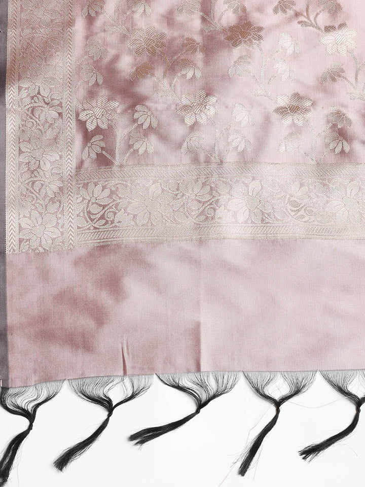Woven Banarasi Chanderi Unstitched Suit With Dupatta