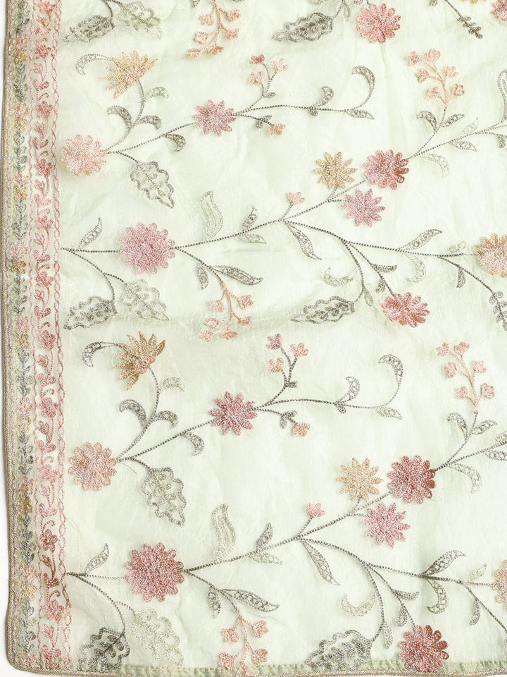 Embroidered Tissue Unstitched Suit With Dupatta
