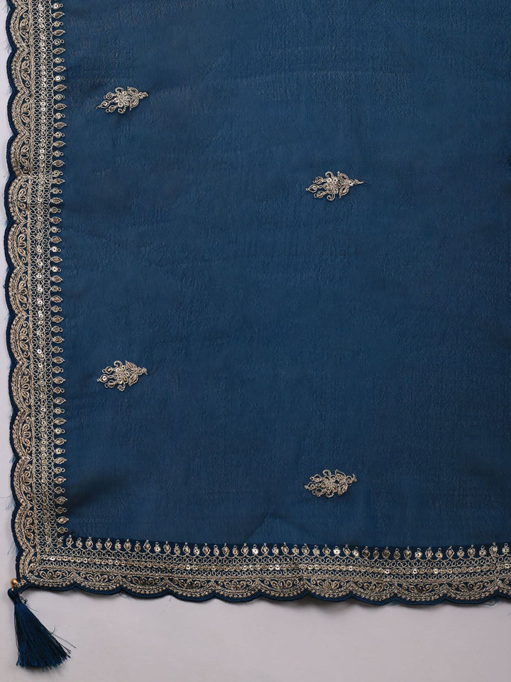 Zari Jaal Art Silk Unstitched Suit Piece With Dupatta