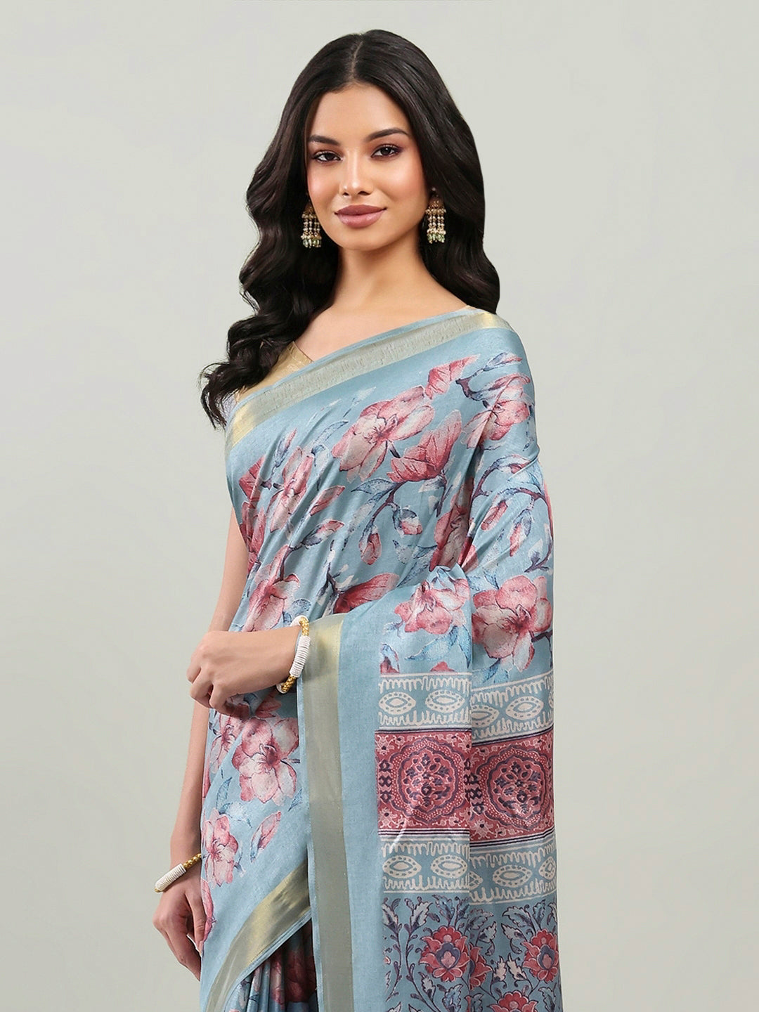 Floral Printed Art Silk Woven Saree