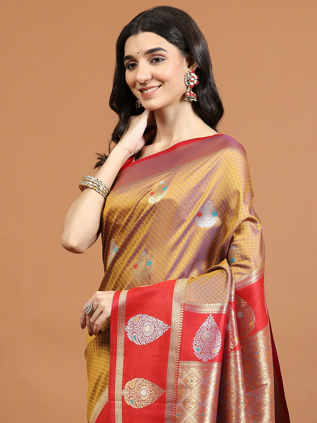 Zari Jaal Woven Art Silk Saree
