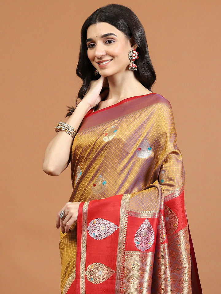 Zari Jaal Woven Art Silk Saree