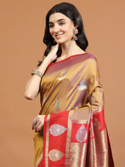 Zari Jaal Woven Art Silk Saree