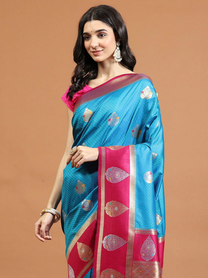 Zari Jaal Woven Art Silk Saree