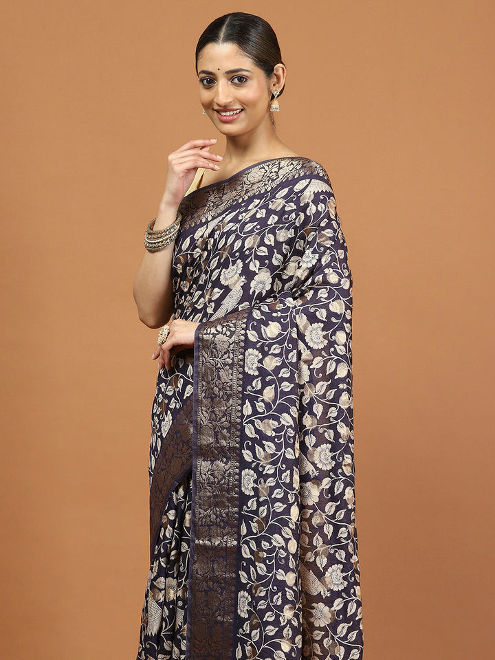 Patola Zari Border Printed Cotton Blend Woven Saree