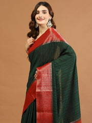 Plain Zari Border Art Handloom Woven Saree