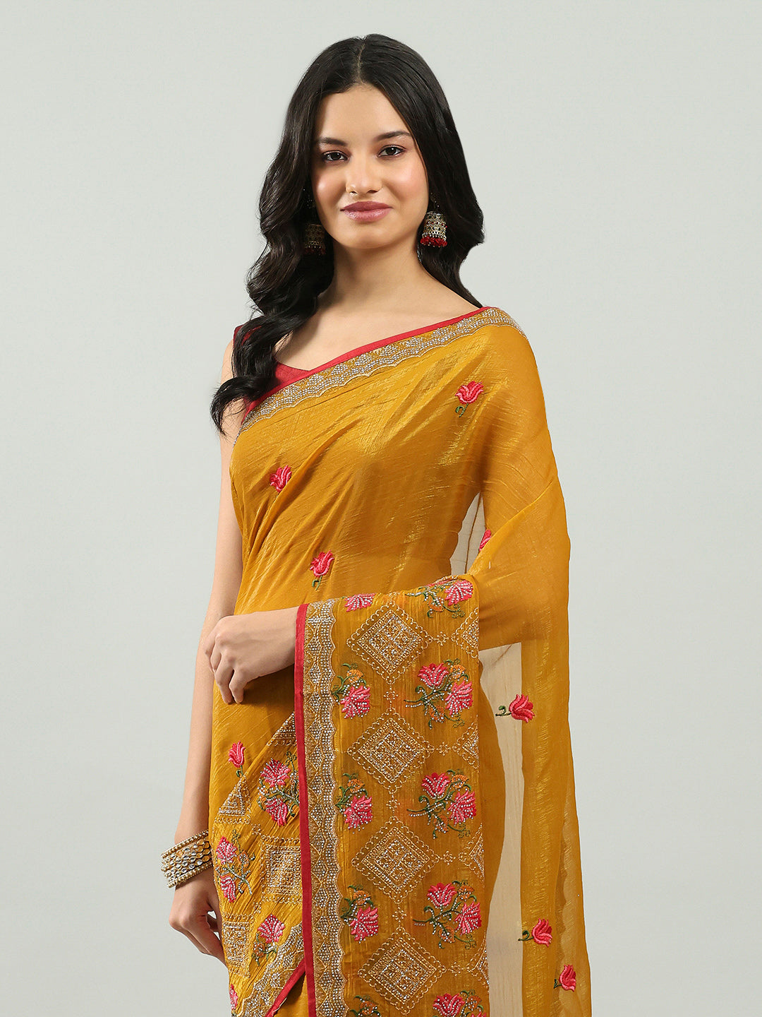 Embroidery Border Organza Saree