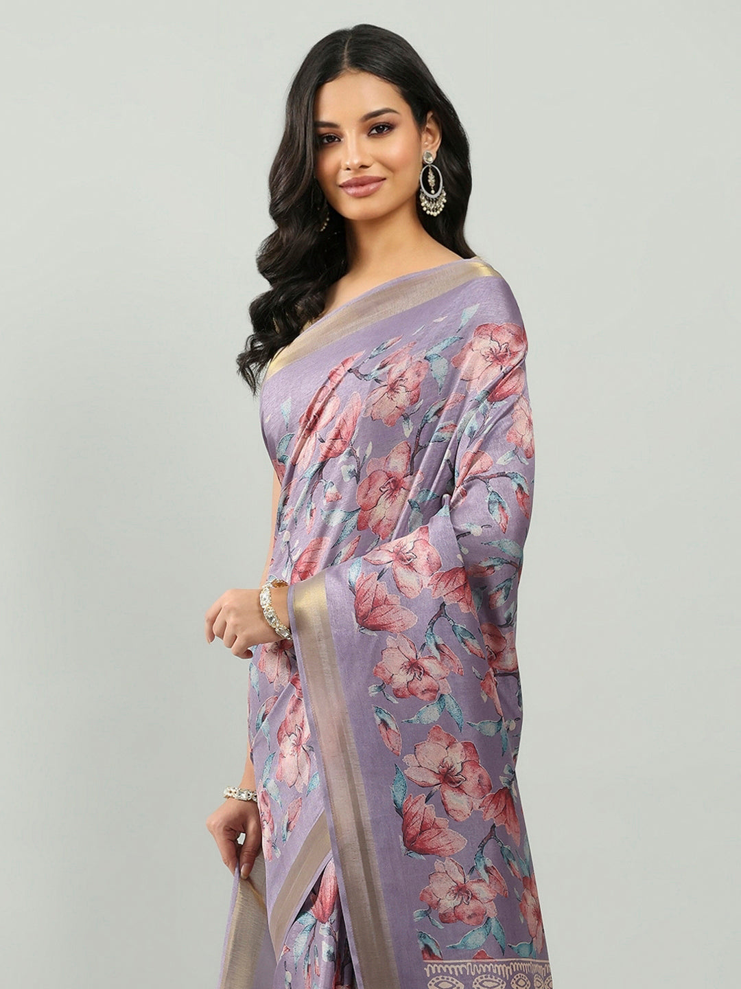 Floral Printed Art Silk Woven Saree