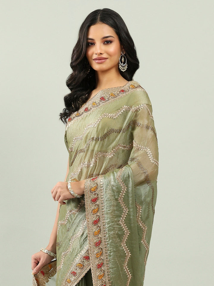 Embroidery Border Organza Saree
