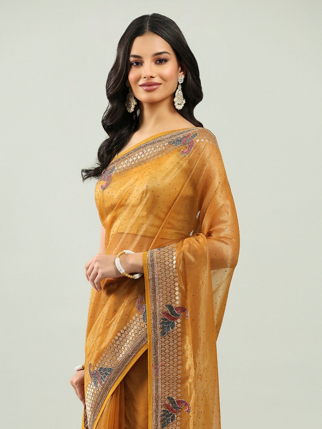 Stone Embroidery Tissue Saree