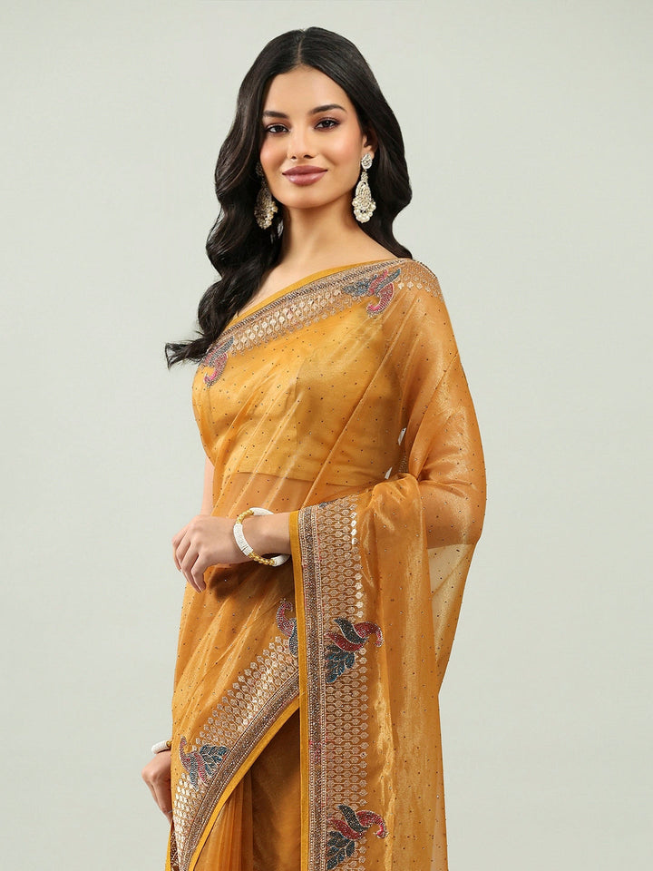 Stone Embroidery Tissue Saree