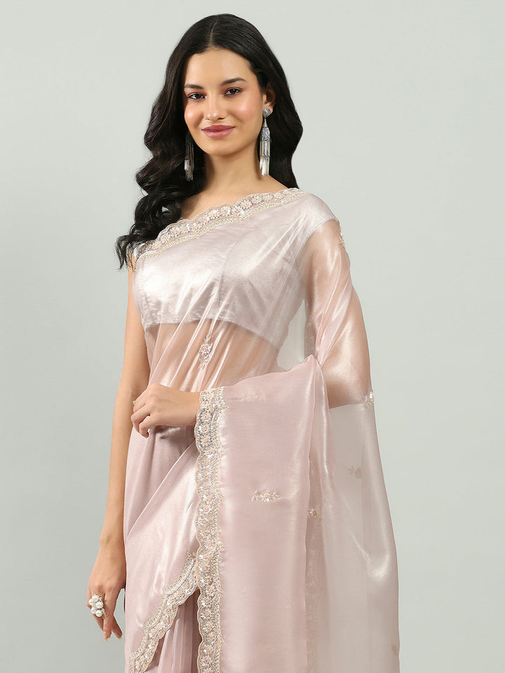 Sequence Embroidery Tissue Saree